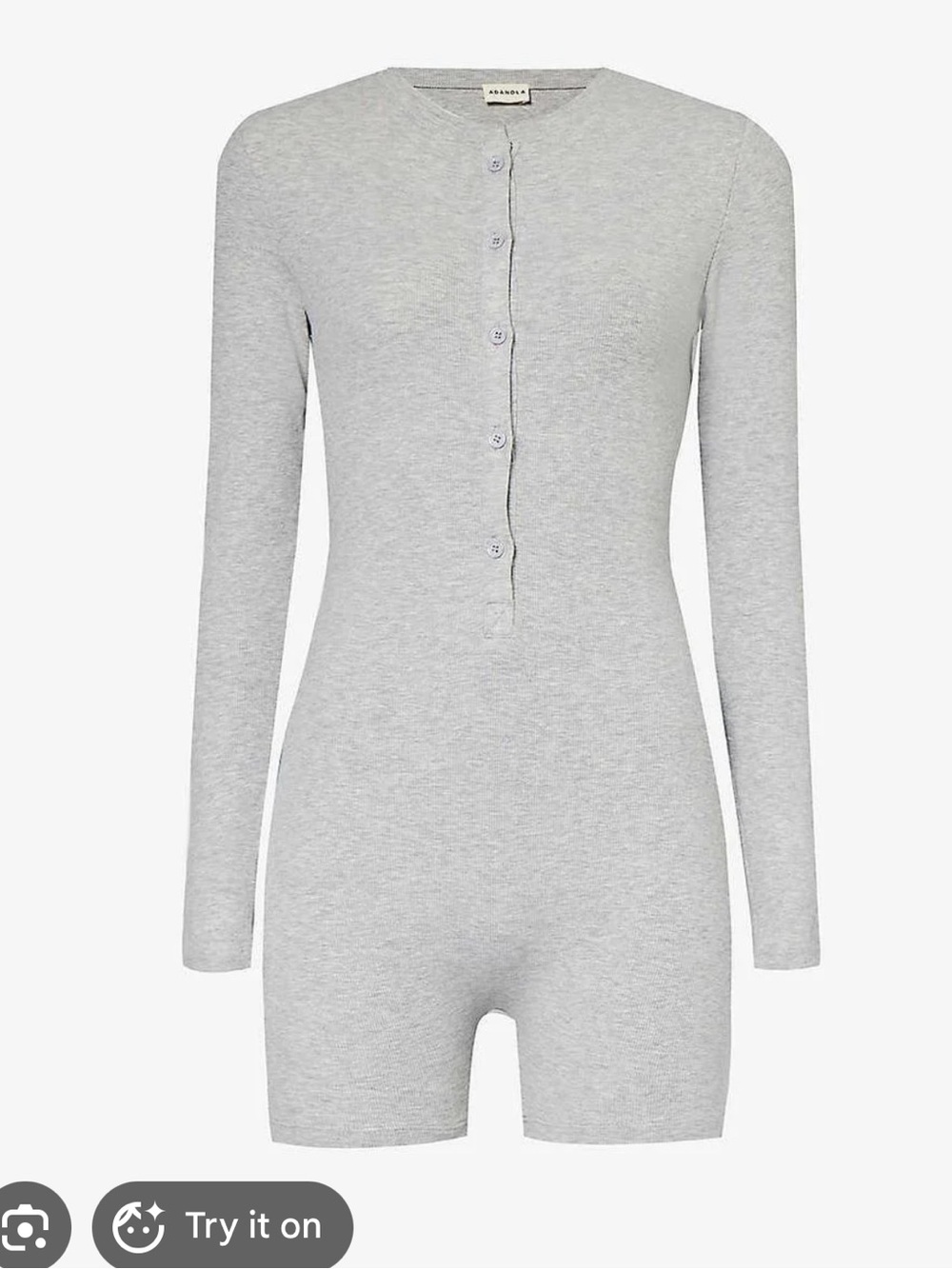Adanola Grey Ribbed Long-Sleeve Playsuit